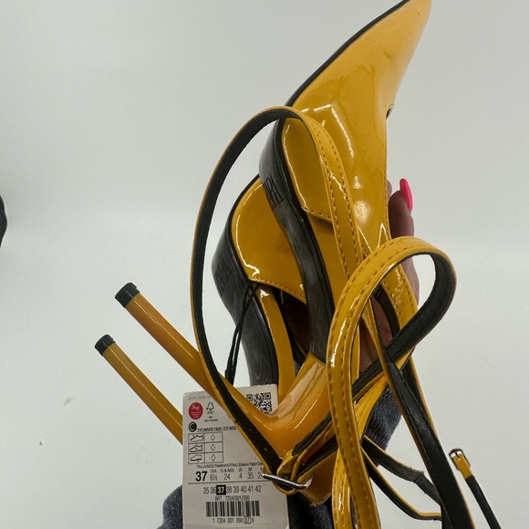 New Zara yellow lace up heel size 6.5 - Picture 3 of 4